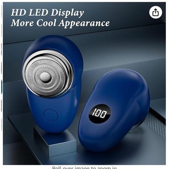 Electric Shaver with LED Display, Upgrade Curved Blade Net, Portable, Blue - Picture 5 of 7